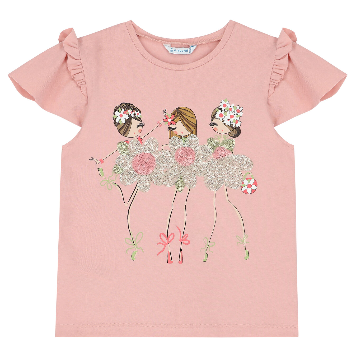 Girls Pink Sequin T-Shirt, 2, hi-res image number null