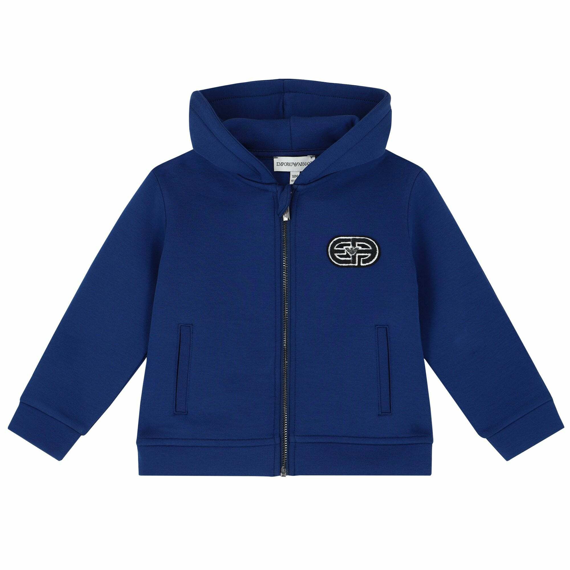 Emporio Armani Younger Boys Blue Logo Zip Up Top Junior Couture UAE