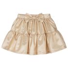 Girls White & Gold Ruffle Skirt Set, 1, hi-res