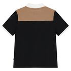 قميص بولو أسود بشعار للأولاد, 1, hi-res