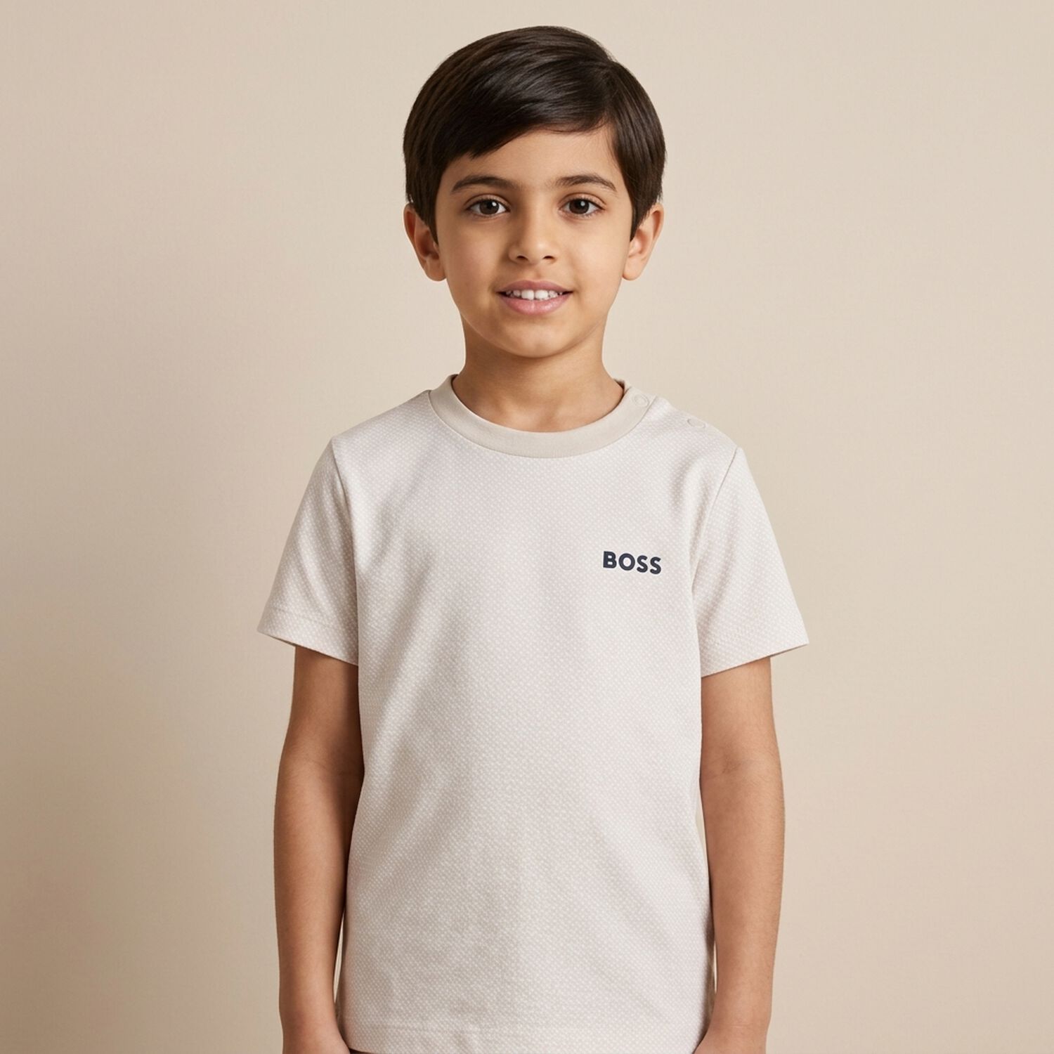 Younger Boys Beige Logo T-Shirt, 1, hi-res