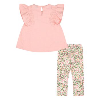 Younger Girls Pink, White & Green Leggings Set