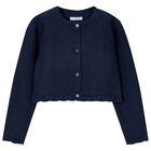 Girls Navy Blue Knitted Cardigan, 4, hi-res