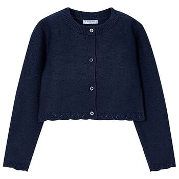 Girls Navy Blue Knitted Cardigan