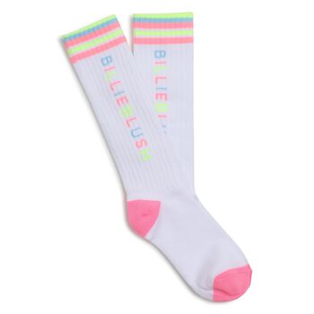 Girls White Logo Socks