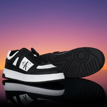 Boys White & Black Logo Trainers