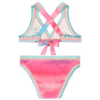 Girls Multi-Coloured Embroidered Bikini