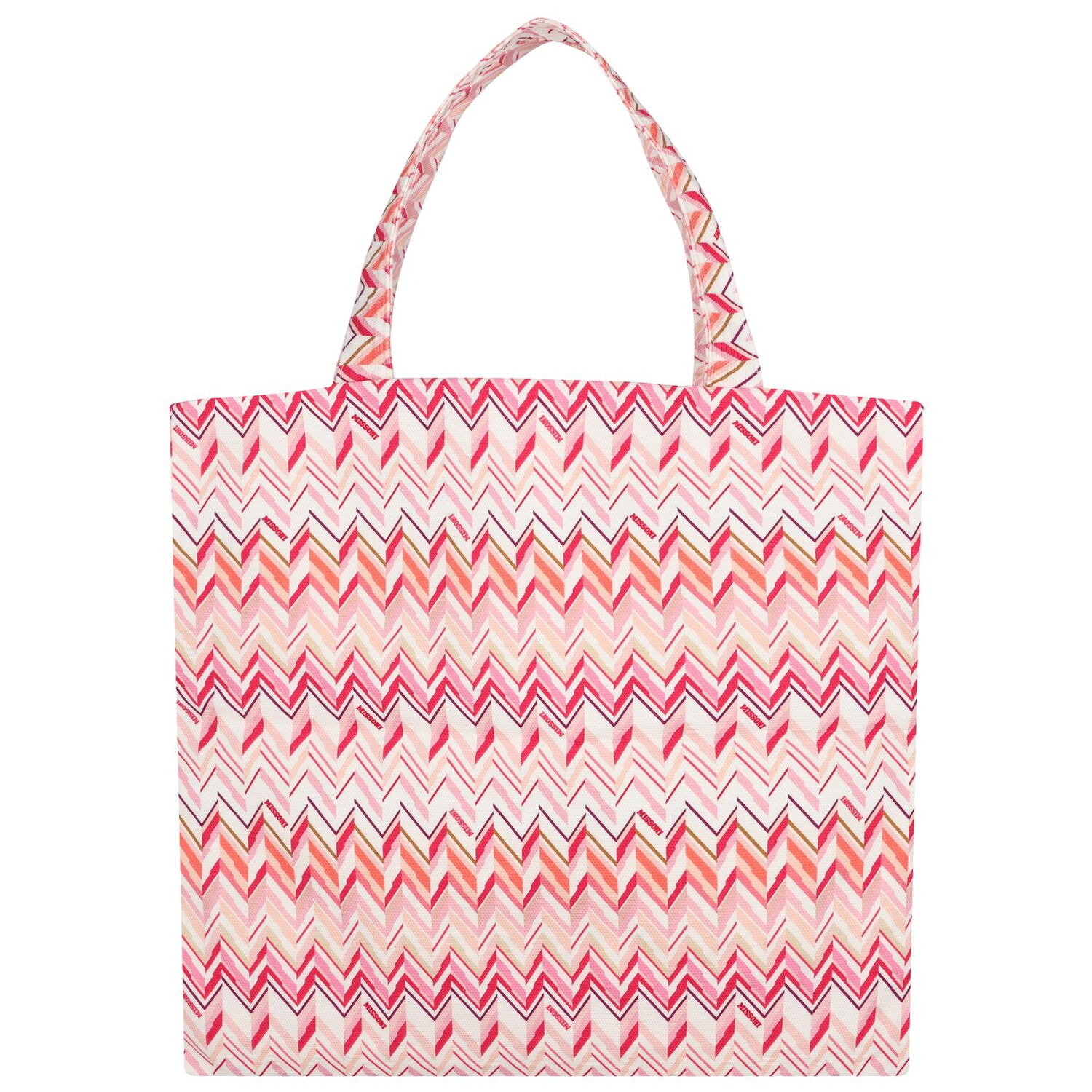Girls Pink & White Logo Zig Zag Tote Bag, 1, hi-res