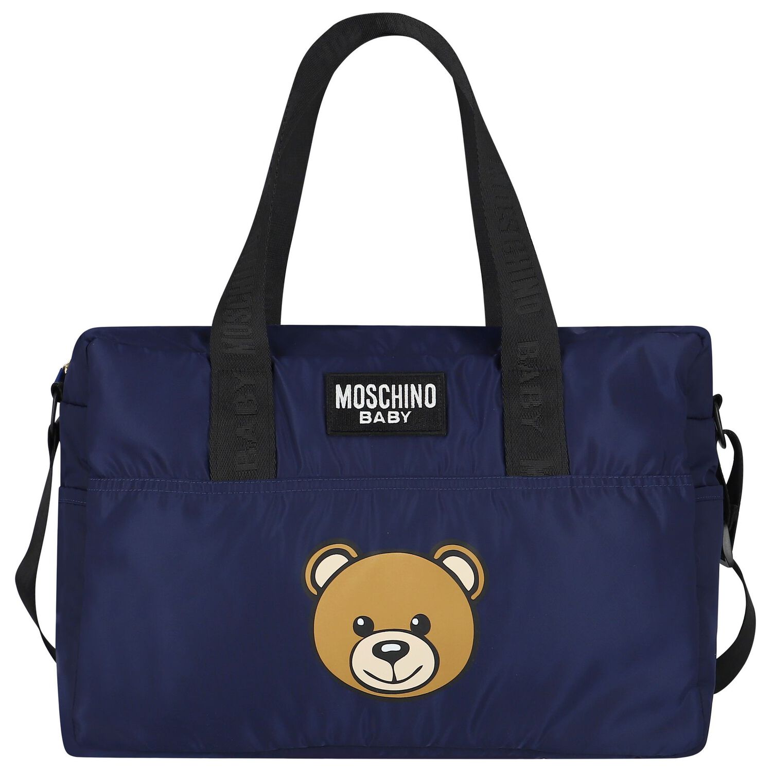 Navy Blue Teddy Bear Logo Baby Changing Bag, 1, hi-res