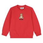 Younger Red Teddy Bear Logo Sweatshirt, 3, hi-res