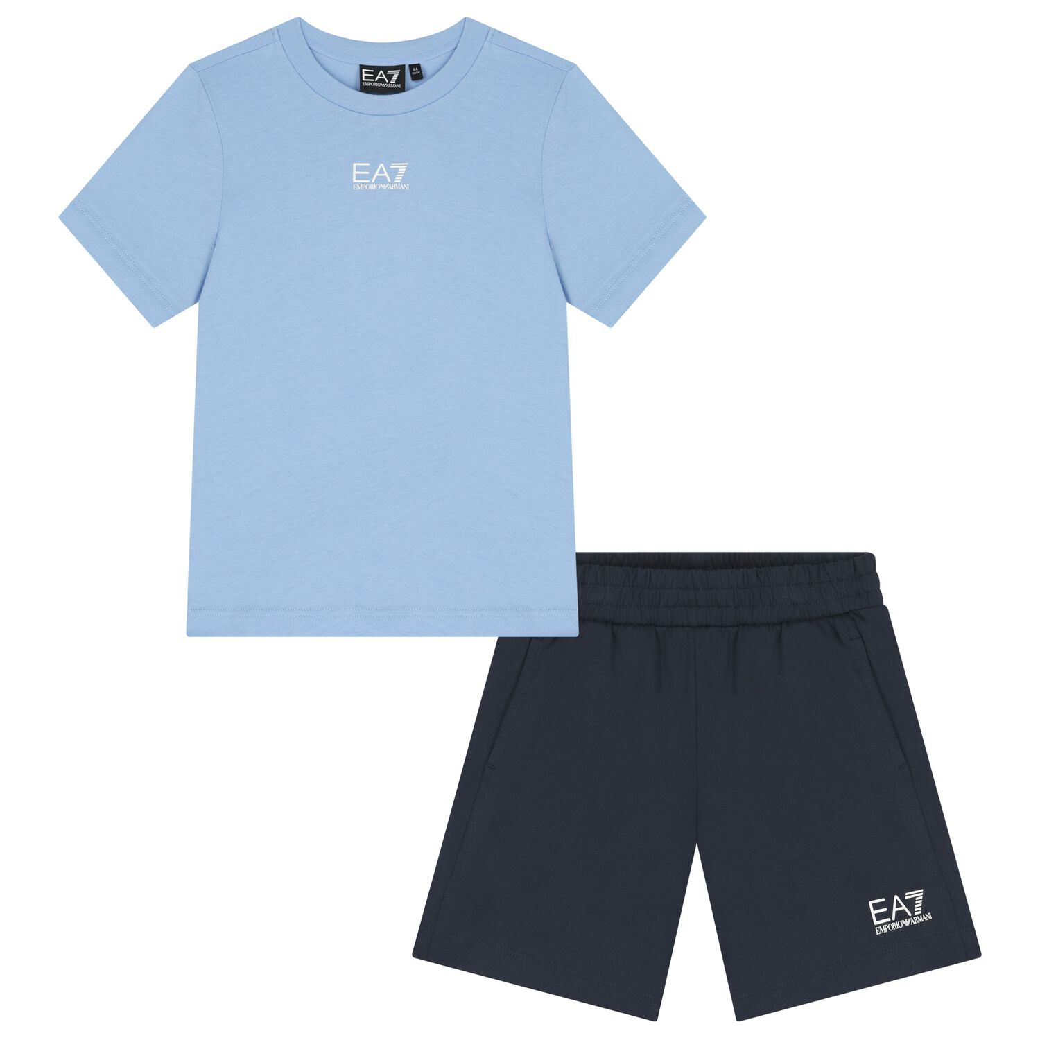 Boys Blue & Navy Blue Logo Shorts Set, 3, hi-res