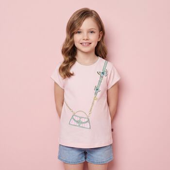 Younger Girls Pink Bag Logo T-Shirt