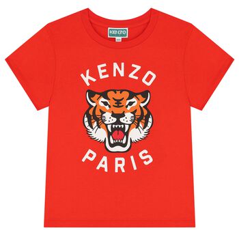 Girls Red Logo Tiger T-Shirt