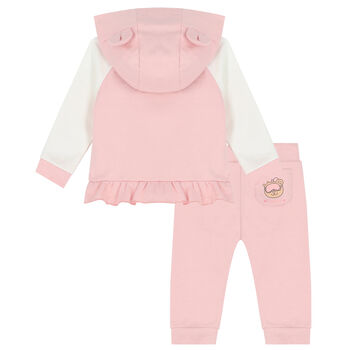 Younger Girls Pink & Ivory Logo Tracksuit
