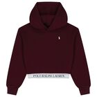 Girls Burgundy Logo Hooded Top, 1, hi-res