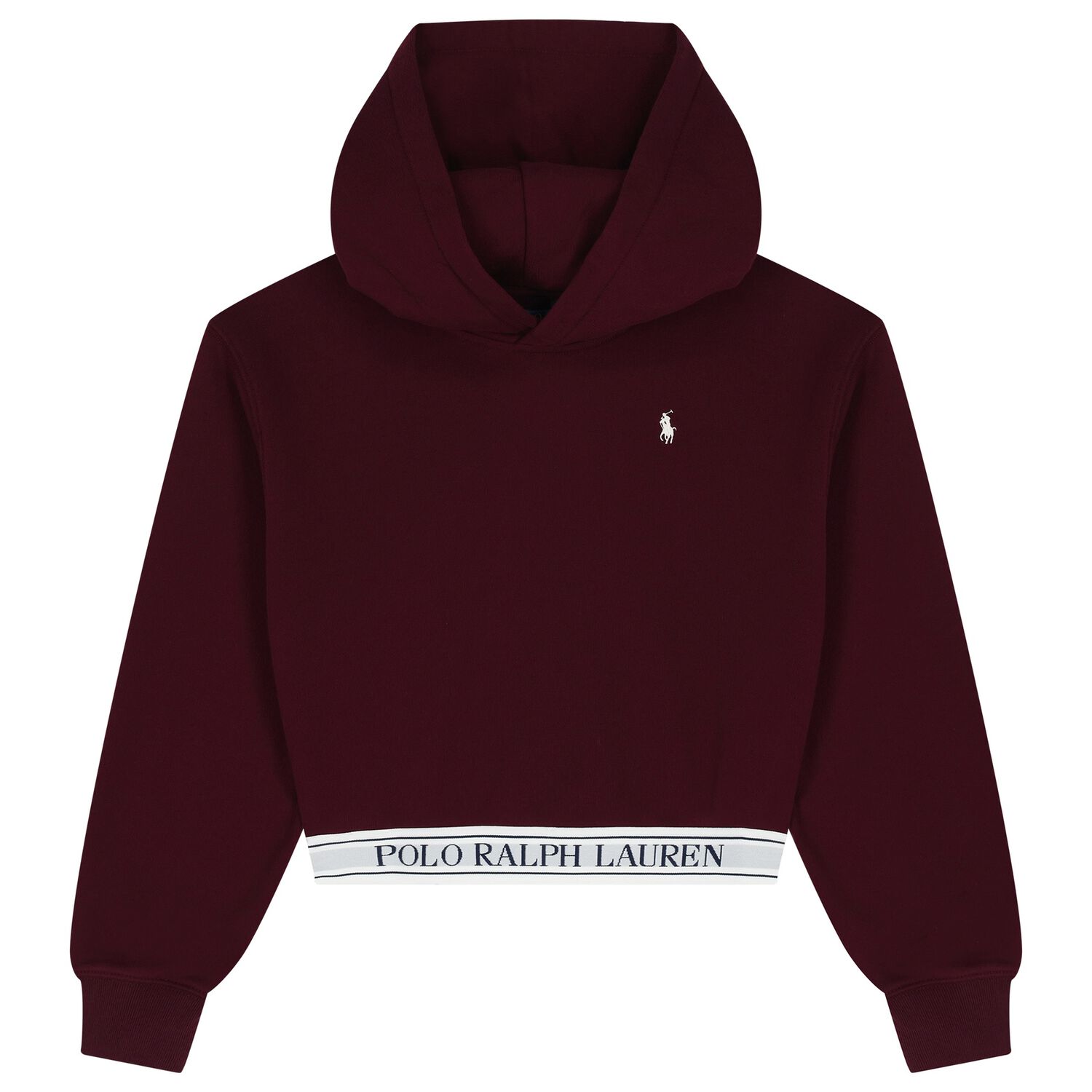 Girls Burgundy Logo Hooded Top, 1, hi-res