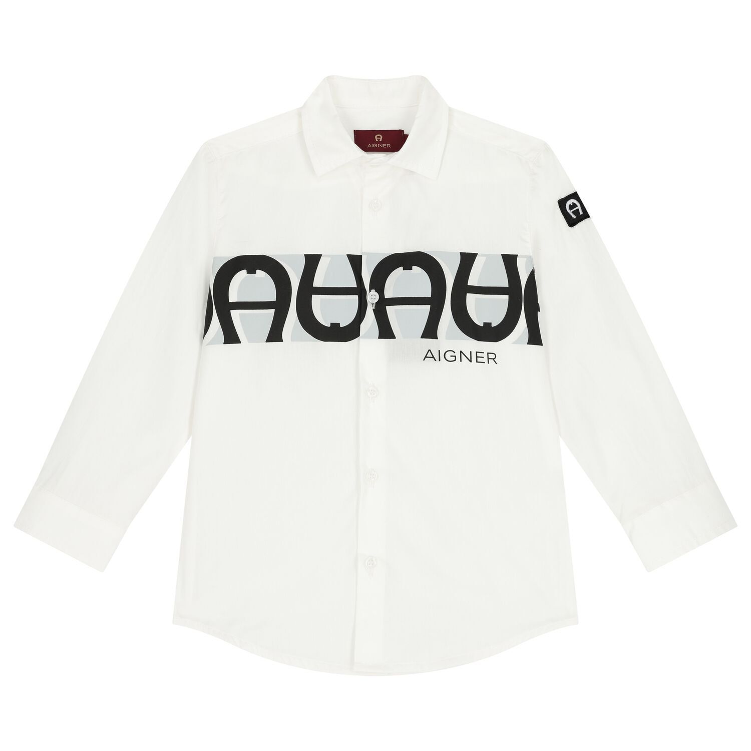 Boys White Logo Shirt, 1, hi-res image number null