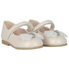 Younger Girls Ivory Bow Shoes, 3, hi-res