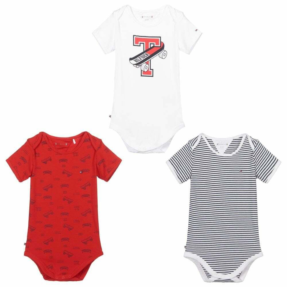 Tommy Hilfiger Baby Boys Three Piece Bodysuit Set Junior Couture UAE