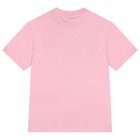 Girls Pink & Black Logo T-Shirt, 5, hi-res
