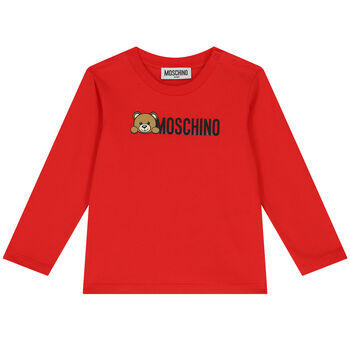 Red Teddy Bear Logo Long Sleeve Top