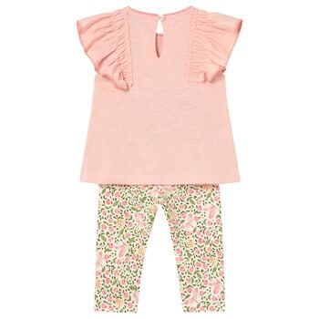 Younger Girls Pink, White & Green Leggings Set