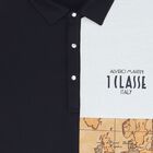 Boys Navy Blue, White & Beige Logo Polo Shirt, 2, hi-res