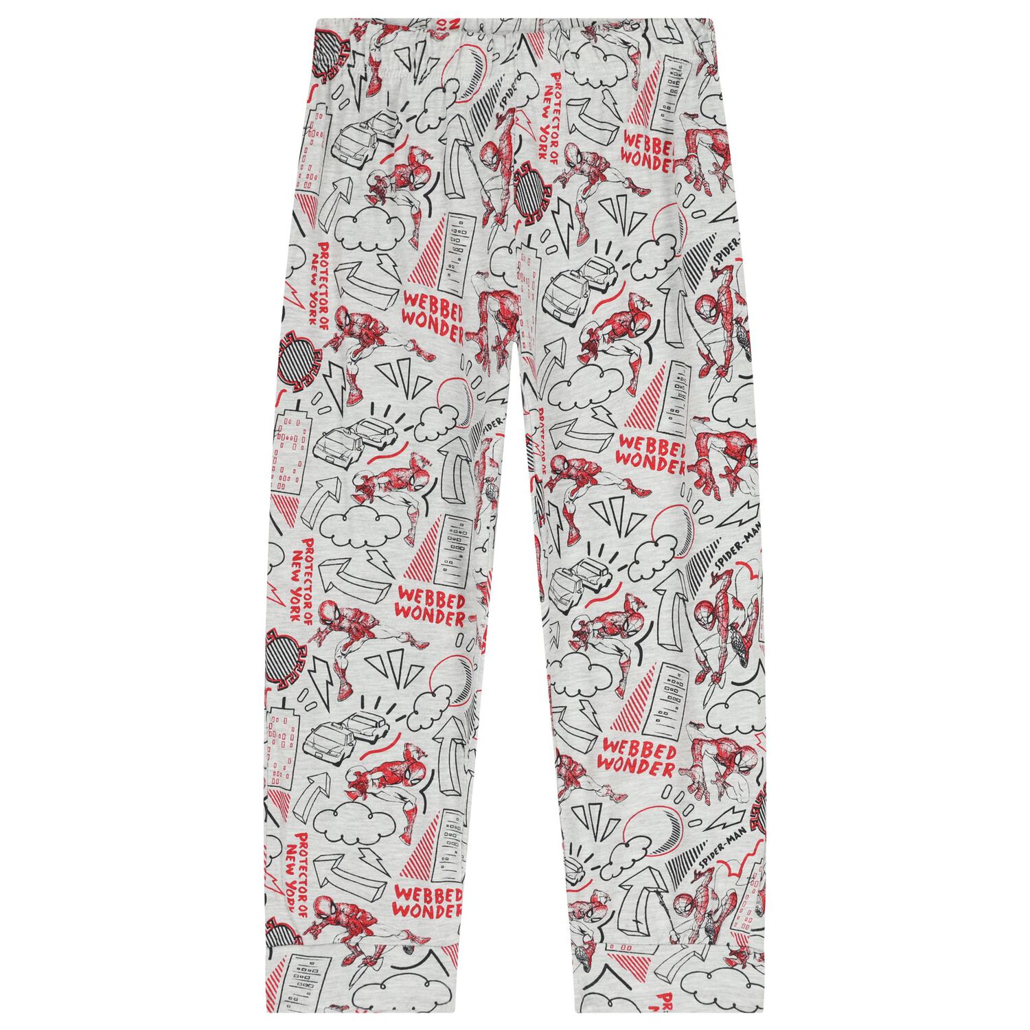 Boys Red & Grey Spiderman Pyjamas, 1, hi-res