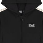 Boys Black Logo Hooded Zip Up Top, 2, hi-res