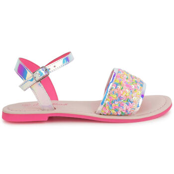 Girls Iridescent Silver Sequin Sandals