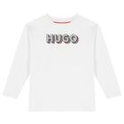 Girls White Logo Long Sleeve Top, 1, hi-res