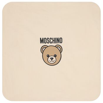 Beige Teddy Bear Logo Baby Blanket
