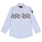 قميص  باللون أزرق بشعار للأولاد, 1, hi-res