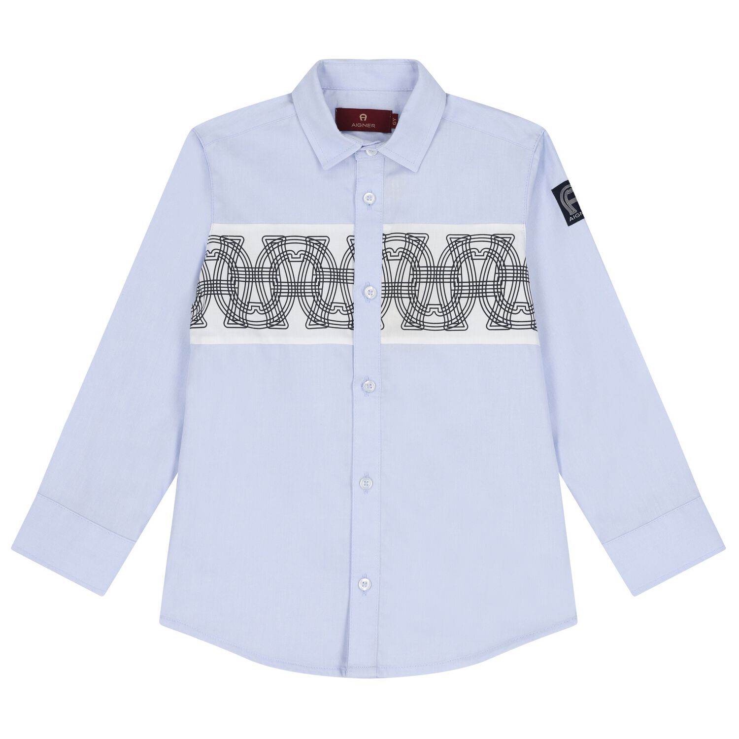 قميص  باللون أزرق بشعار للأولاد, 1, hi-res