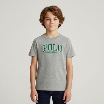 تيشيرت بالشعار باللون الرمادى للاولاد