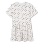 Girls Ivory & Beige Logo Dress, 1, hi-res