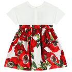 Girls Red & White Floral Dress, 1, hi-res