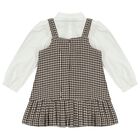 Girls Ivory & Brown Dress Set, 1, hi-res