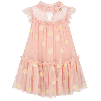 Girls Pink Floral Tulle Dress