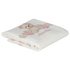 Baby Girls Ivory & Pink Teddy Bear Blanket, 1, hi-res