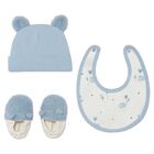 Baby Boys Blue & White Teddy Bear Gift Set, 3, hi-res