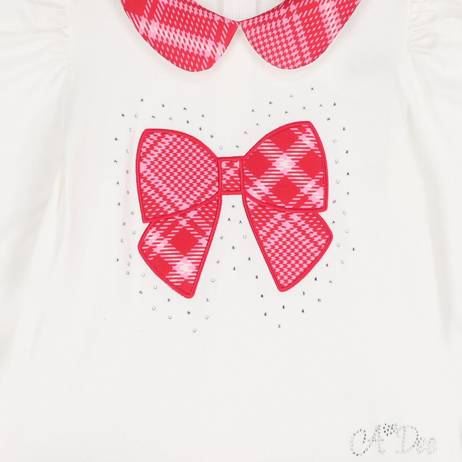 Girls Ivory & Red Bow Dress, 1, hi-res