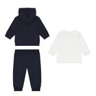 Baby Boys Navy Blue & White Logo Tracksuit Gift Set, 2, hi-res
