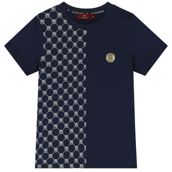 Boys Navy Blue Logo T-Shirt