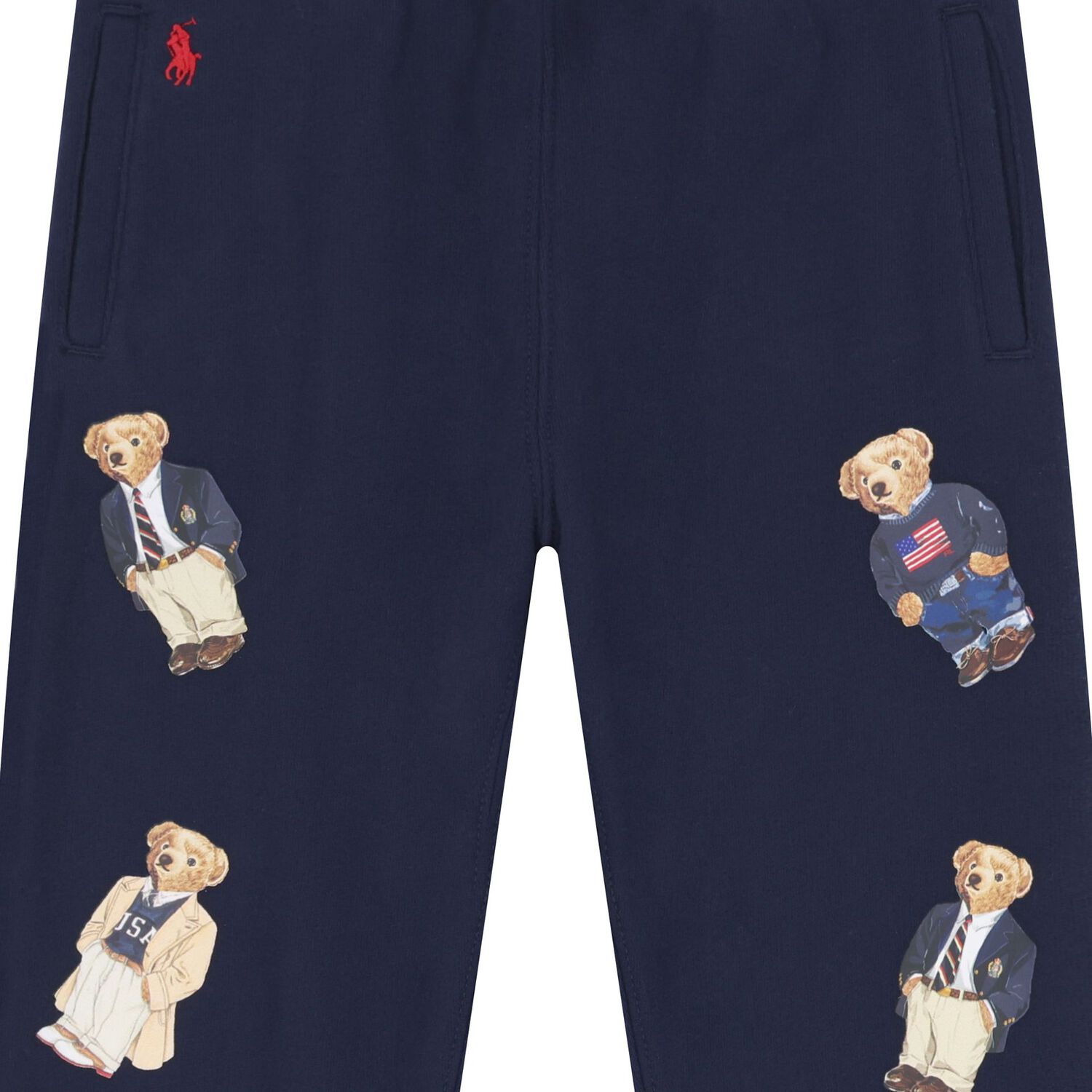 Girls Navy Blue Polo Bear Joggers, 1, hi-res