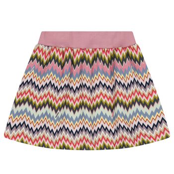Girls Pink Zigzag Skirt