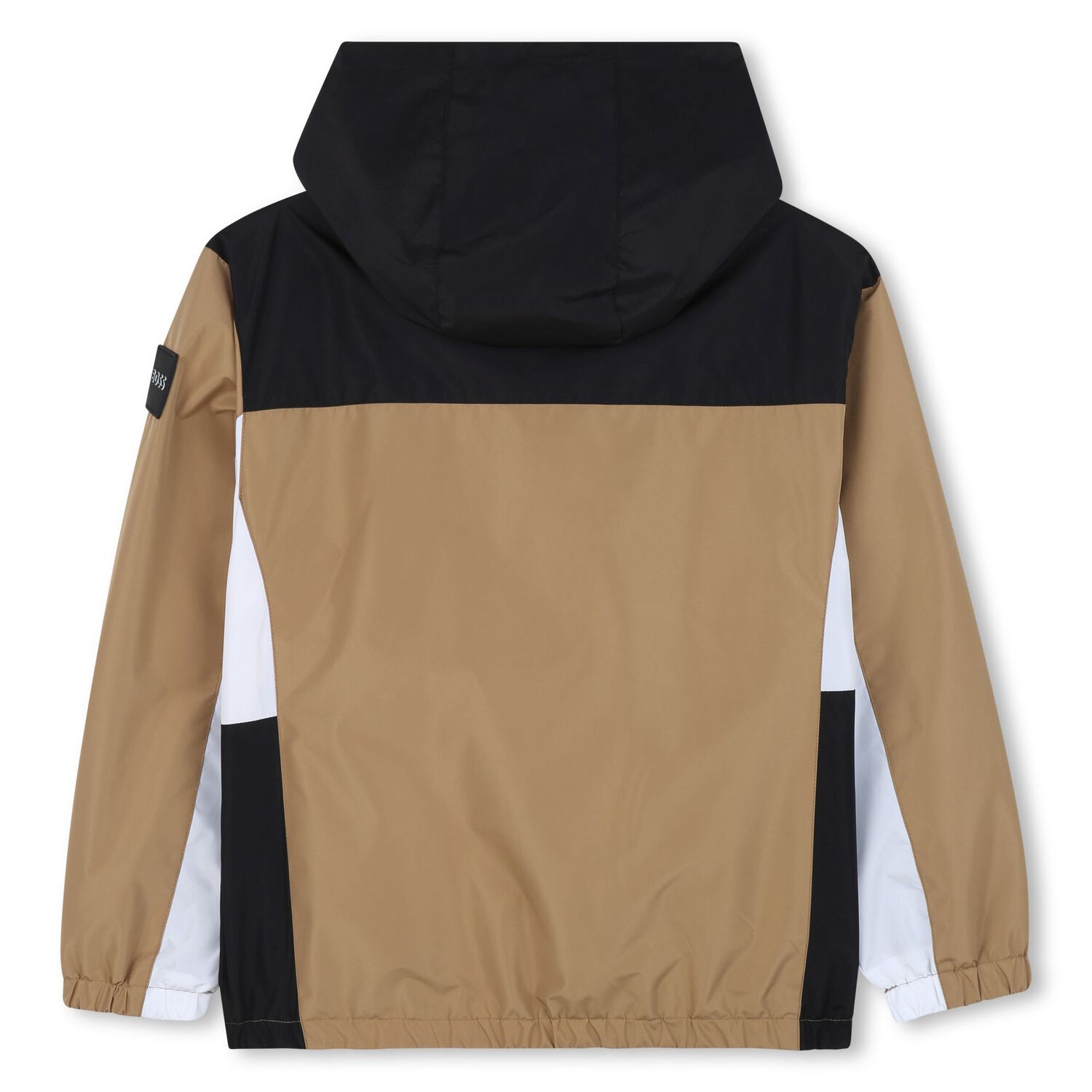 Boys Beige, Black & White Logo Windbreaker, 1, hi-res
