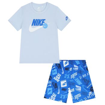 Boys Blue Logo Shorts Set