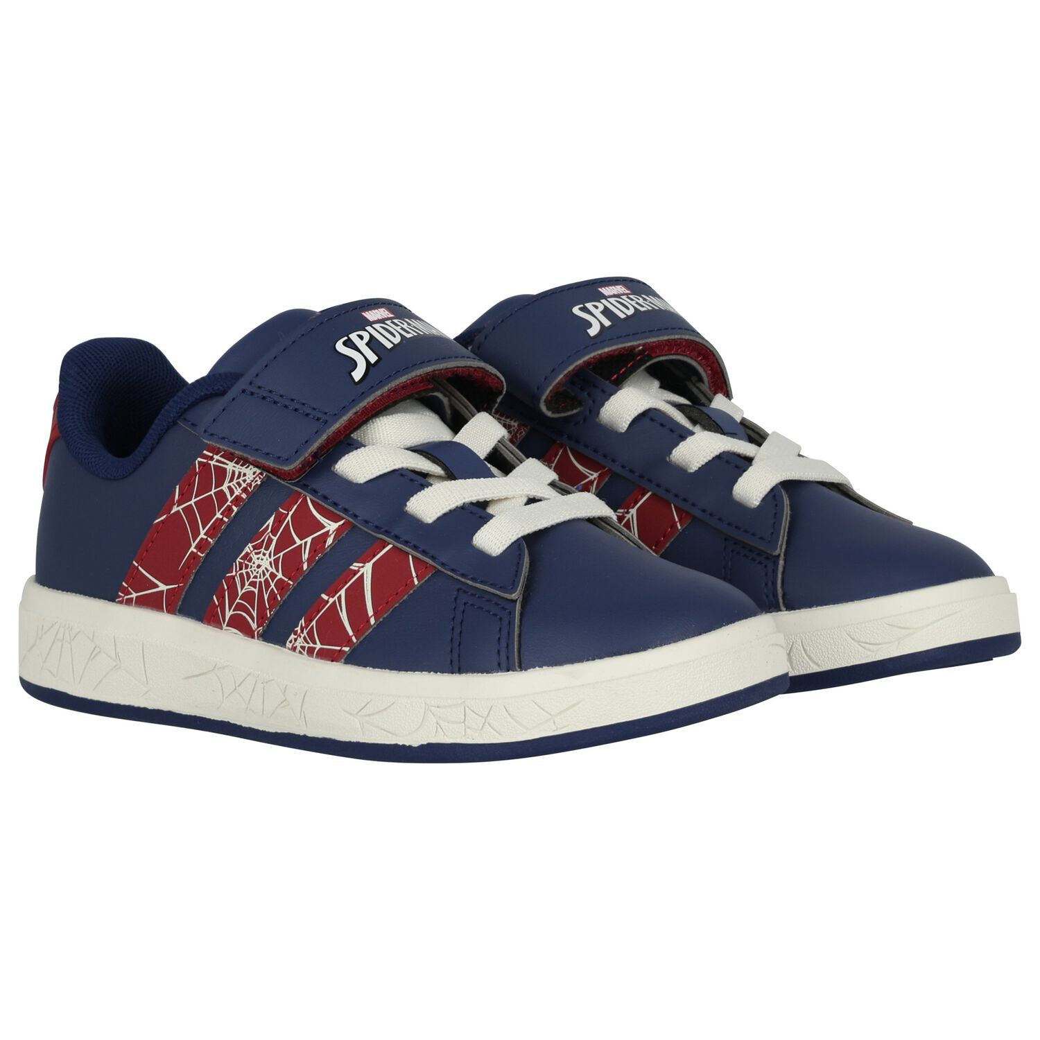 Boys Navy Blue Marvel Grand Court Trainers, 1, hi-res