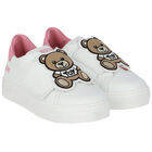 Girls White Embellished Teddy Logo Trainers, 1, hi-res